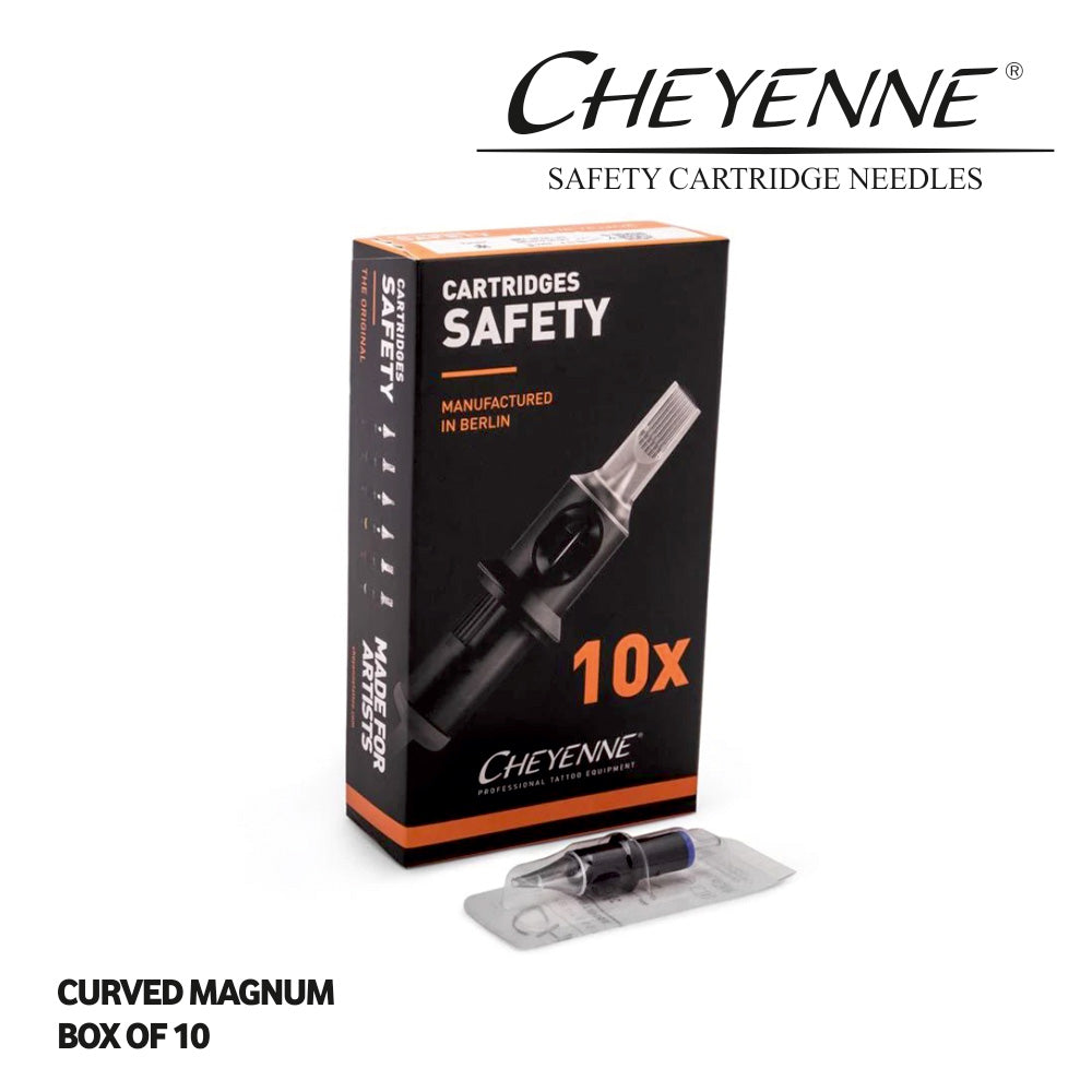 Cheyenne Hawk Safety Cartridge Tattoo Needles Box of 10 - Curved Magnum Cheyenne Hawk Safety Cartridge Tattoo Needles Box of 10 - Curved Magnum