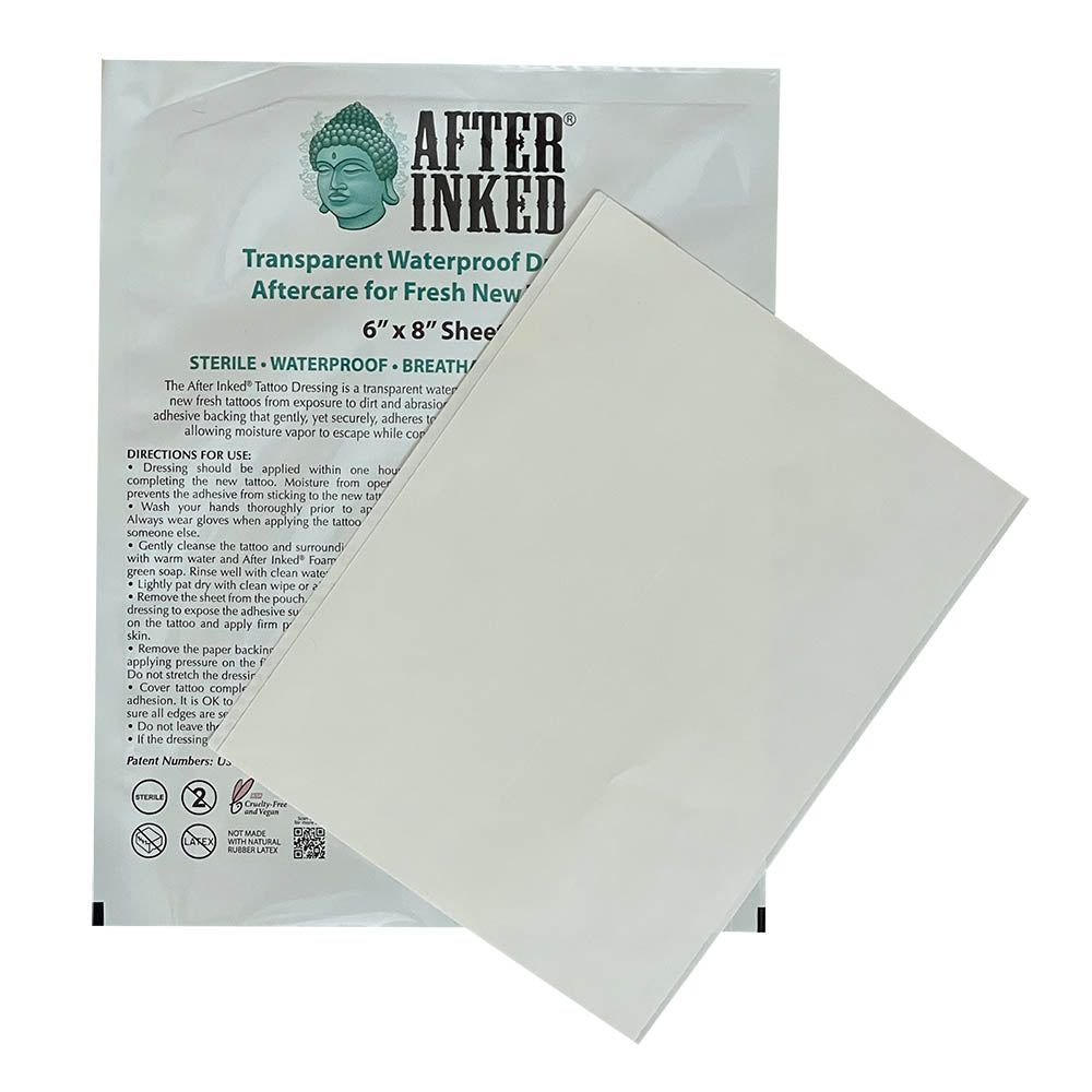 After Inked Aftercare Bandage Waterproof Dressing Sheet - 6" x 8" After Inked Aftercare Bandage Waterproof Dressing Sheet - 6" x 8"