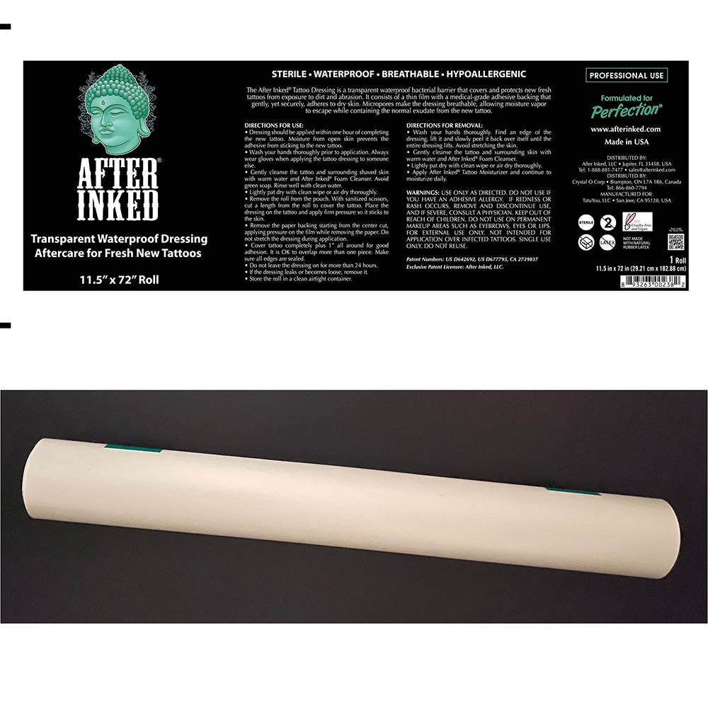 After Inked Tattoo Aftercare Bandage Waterproof Dressing Roll - 11.5in x 2 yd After Inked Tattoo Aftercare Bandage Waterproof Dressing Roll - 11.5in x 2 yd