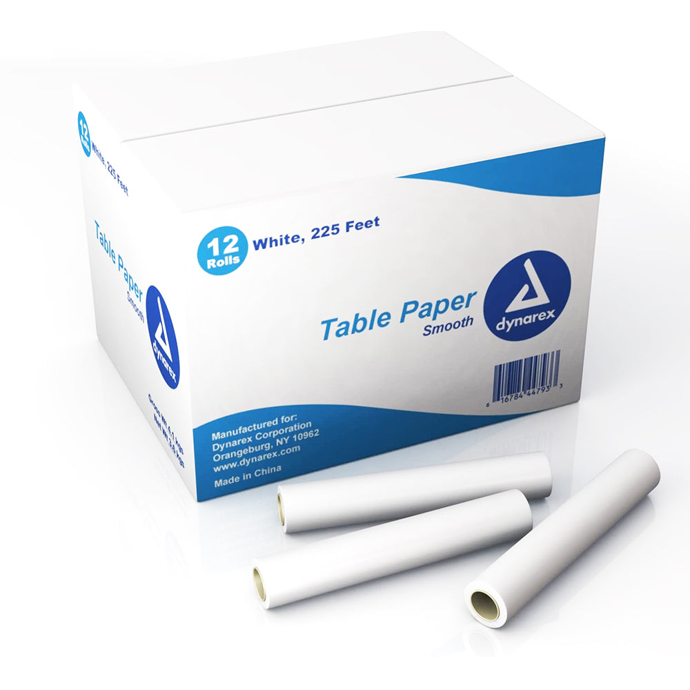 Dynarex White Smooth Table Paper - Box of 12 Roll