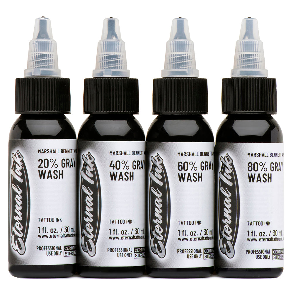 Eternal NEW Marshall Bennett Gray Wash Tattoo Ink Set (1 Oz) Eternal NEW Marshall Bennett Gray Wash Tattoo Ink Set (1 Oz)