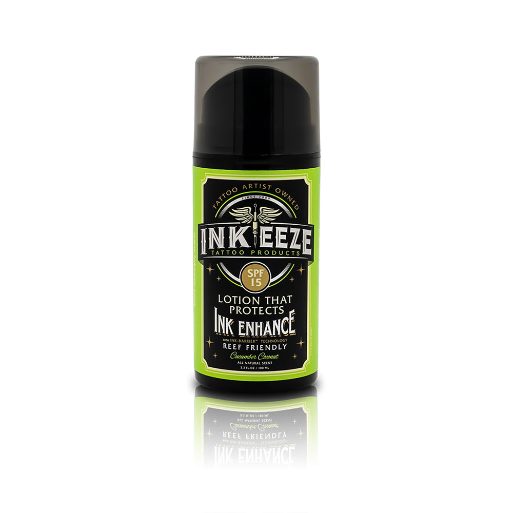 INKEEZE InkEnhance Daily Tattoo Moisturizing Lotion SPF15 Cucumber Coconut-3.3oz INKEEZE InkEnhance Daily Tattoo Moisturizing Lotion SPF15 Cucumber Coconut-3.3oz