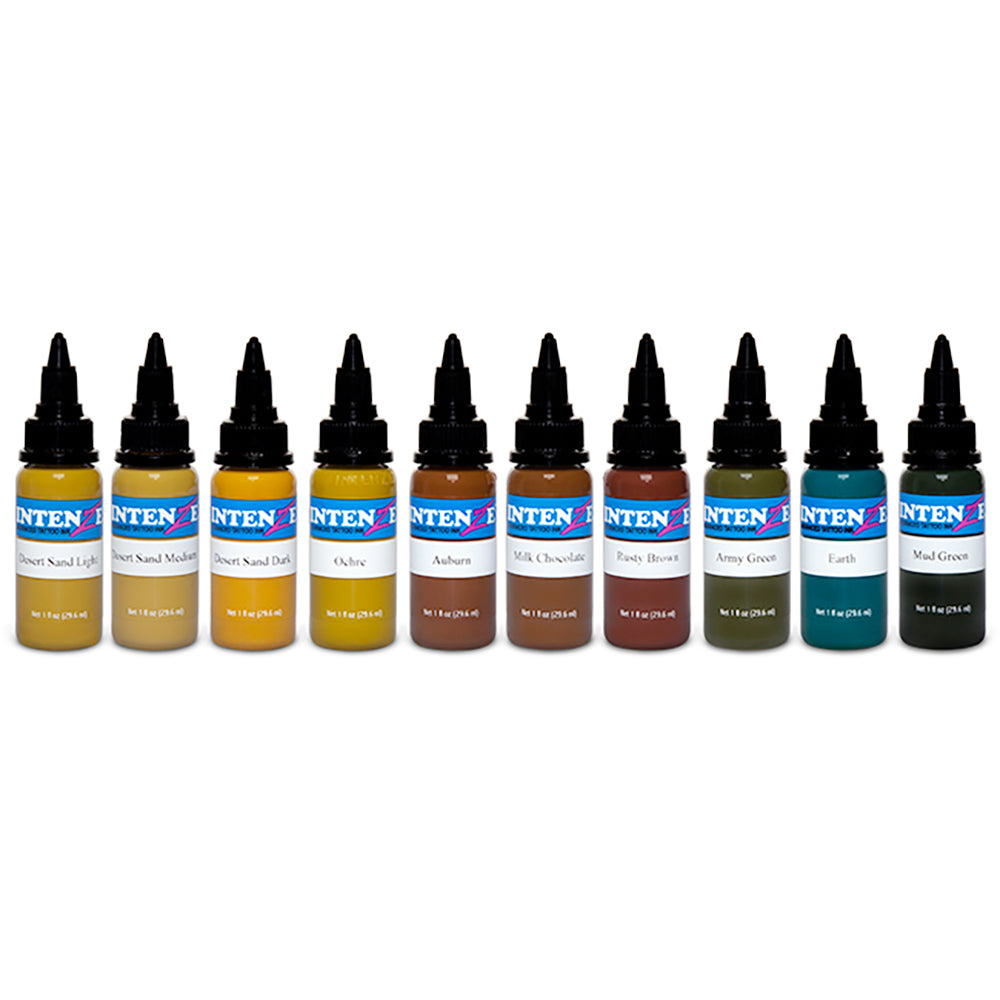 Intenze 10 Earth Tone Tattoo Ink Color Set - 1 oz Intenze 10 Earth Tone Tattoo Ink Color Set - 1 oz