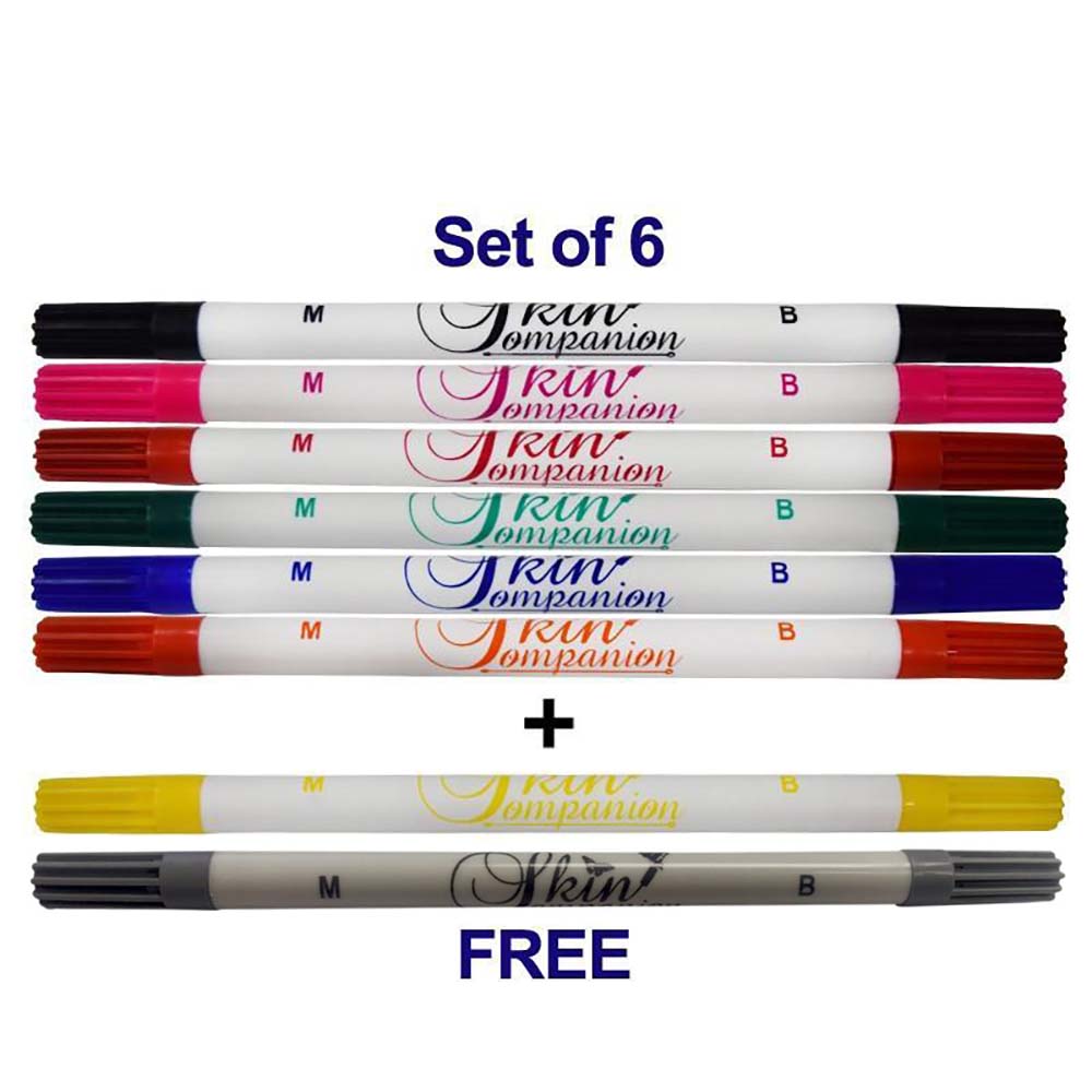 Skin Companion Twin Tip Tattoo Pen - Set of 6 + 2 Pc Free Skin Companion Twin Tip Tattoo Pen - Set of 6 + 2 Pc Free