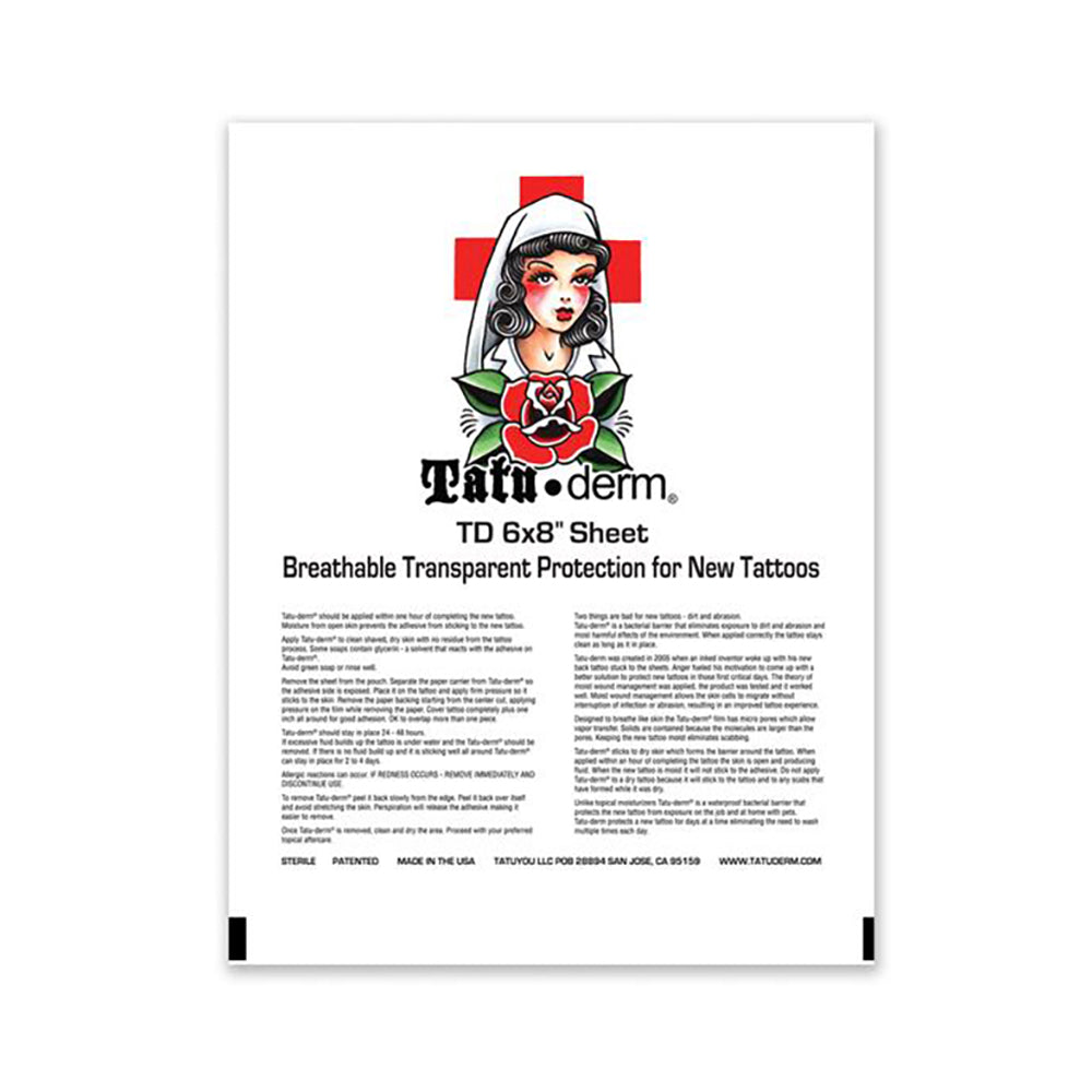 Tatu-Derm Tattoo Aftercare Sheet - 6" X 8"