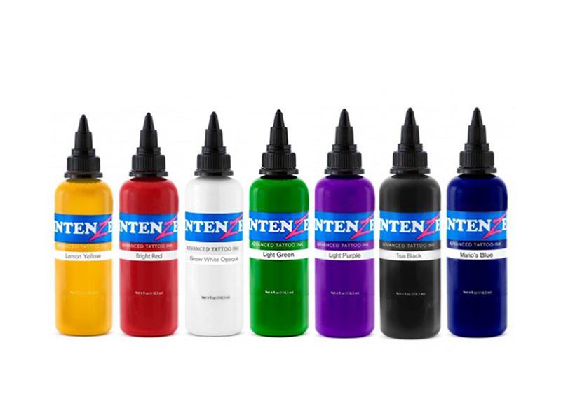 Intenze Tattoo Ink Set - 7 Best Selling Primary Colors 1/2 oz