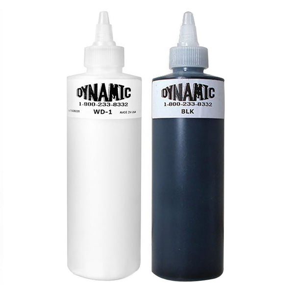 8oz Dynamic Black & White Tattoo Ink Combo With Free After inked Pillow Pack