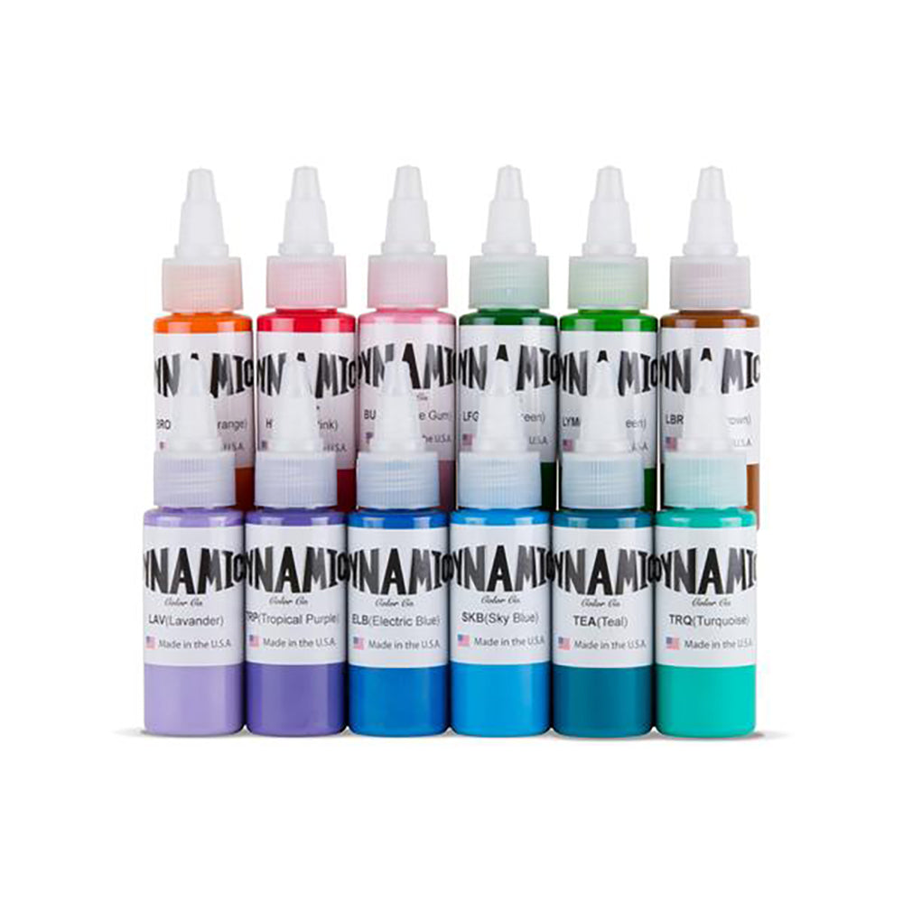 Dynamic Tattoo Ink Set 7 Pimary Color Kit 1oz With 50 Stable cups Bundle