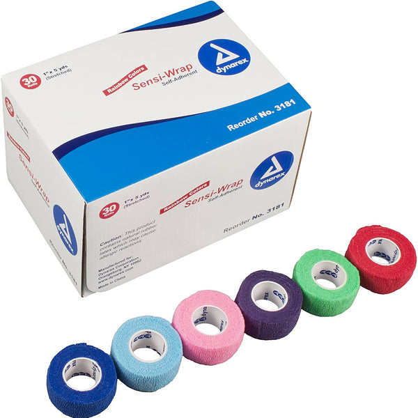 Dynarex Sensi-Wrap Self-Adherent Bandage Rolls Assorted Color - 1 Box